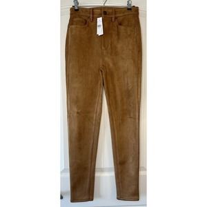 NWT Ann Taylor Sculpting Faux Suede High Rise Skinny Jeans Toasted Coconut SZ 4